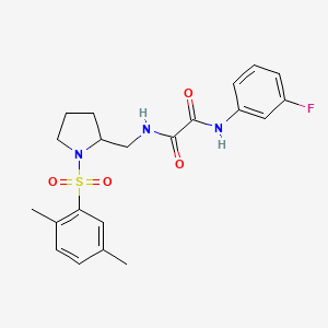 molecular formula C21H24FN3O4S B3018545 N1-((1-((2,5-dimethylphenyl)sulfonyl)pyrrolidin-2-yl)methyl)-N2-(3-fluorophenyl)oxalamide CAS No. 896287-36-8