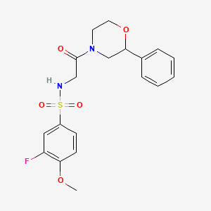 molecular formula C19H21FN2O5S B3018549 3-fluoro-4-methoxy-N-(2-oxo-2-(2-phenylmorpholino)ethyl)benzenesulfonamide CAS No. 954038-95-0
