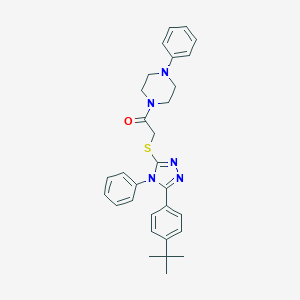 molecular formula C30H33N5OS B301855 2-{[5-(4-tert-butylphenyl)-4-phenyl-4H-1,2,4-triazol-3-yl]sulfanyl}-1-(4-phenylpiperazin-1-yl)ethanone 