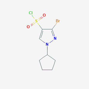 molecular formula C8H10BrClN2O2S B3018561 3-Bromo-1-cyclopentylpyrazole-4-sulfonyl chloride CAS No. 1946818-78-5