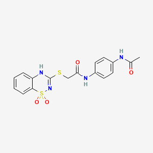 molecular formula C17H16N4O4S2 B3018569 N-(4-acetamidophenyl)-2-((1,1-dioxido-4H-benzo[e][1,2,4]thiadiazin-3-yl)thio)acetamide CAS No. 899966-05-3