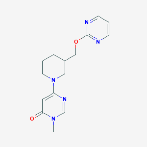 molecular formula C15H19N5O2 B3018571 3-Methyl-6-[3-(pyrimidin-2-yloxymethyl)piperidin-1-yl]pyrimidin-4-one CAS No. 2379995-92-1