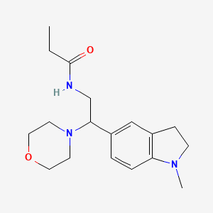 molecular formula C18H27N3O2 B3018576 N-(2-(1-methylindolin-5-yl)-2-morpholinoethyl)propionamide CAS No. 922034-31-9