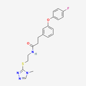 molecular formula C20H21FN4O2S B3018578 3-(3-(4-fluorophenoxy)phenyl)-N-(2-((4-methyl-4H-1,2,4-triazol-3-yl)thio)ethyl)propanamide CAS No. 1207034-63-6