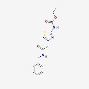 molecular formula C16H19N3O3S B3018581 Ethyl (4-(2-((4-methylbenzyl)amino)-2-oxoethyl)thiazol-2-yl)carbamate CAS No. 946284-68-0