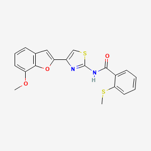 molecular formula C20H16N2O3S2 B3018584 N-(4-(7-methoxybenzofuran-2-yl)thiazol-2-yl)-2-(methylthio)benzamide CAS No. 921525-80-6