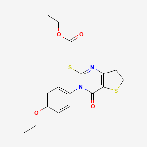 molecular formula C20H24N2O4S2 B3018589 2-[[3-(4-乙氧苯基)-4-氧代-6,7-二氢噻吩并[3,2-d]嘧啶-2-基]硫代]-2-甲基丙酸乙酯 CAS No. 686772-77-0