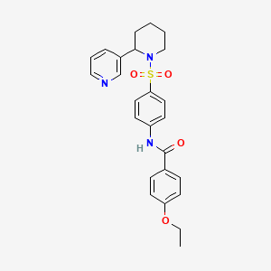 molecular formula C25H27N3O4S B3018591 4-ethoxy-N-(4-((2-(pyridin-3-yl)piperidin-1-yl)sulfonyl)phenyl)benzamide CAS No. 393834-56-5