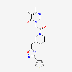 molecular formula C20H23N5O3S B3018596 5,6-二甲基-3-(2-氧代-2-(3-((3-(噻吩-3-基)-1,2,4-恶二唑-5-基)甲基)哌啶-1-基)乙基)嘧啶-4(3H)-酮 CAS No. 1705743-66-3