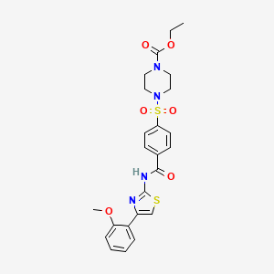 molecular formula C24H26N4O6S2 B3018599 Ethyl 4-((4-((4-(2-methoxyphenyl)thiazol-2-yl)carbamoyl)phenyl)sulfonyl)piperazine-1-carboxylate CAS No. 361174-34-7