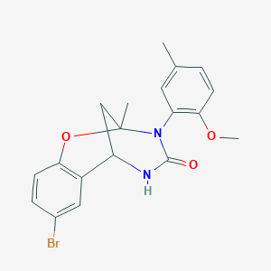 molecular formula C19H19BrN2O3 B3018607 8-bromo-3-(2-methoxy-5-methylphenyl)-2-methyl-5,6-dihydro-2H-2,6-methanobenzo[g][1,3,5]oxadiazocin-4(3H)-one CAS No. 688343-37-5
