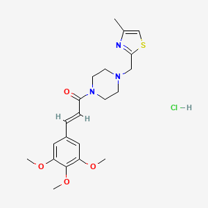 molecular formula C21H28ClN3O4S B3018618 (E)-1-(4-((4-methylthiazol-2-yl)methyl)piperazin-1-yl)-3-(3,4,5-trimethoxyphenyl)prop-2-en-1-one hydrochloride CAS No. 1217246-10-0