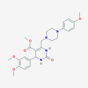 molecular formula C26H32N4O6 B3018622 Methyl 4-(3,4-dimethoxyphenyl)-6-{[4-(4-methoxyphenyl)piperazin-1-yl]methyl}-2-oxo-1,2,3,4-tetrahydropyrimidine-5-carboxylate CAS No. 1252904-45-2