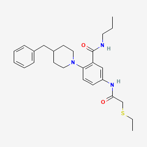 molecular formula C26H35N3O2S B3018625 2-(4-Benzylpiperidin-1-yl)-5-[(2-ethylsulfanylacetyl)amino]-N-propylbenzamide CAS No. 2241141-36-4