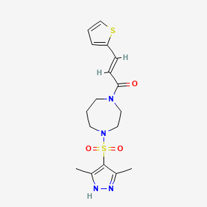 (E)-1-(4-((3,5-dimethyl-1H-pyrazol-4-yl)sulfonyl)-1,4-diazepan-1-yl)-3-(thiophen-2-yl)prop-2-en-1-one
