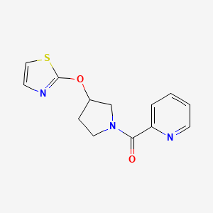 molecular formula C13H13N3O2S B3018632 Pyridin-2-yl(3-(thiazol-2-yloxy)pyrrolidin-1-yl)methanone CAS No. 2200621-73-2