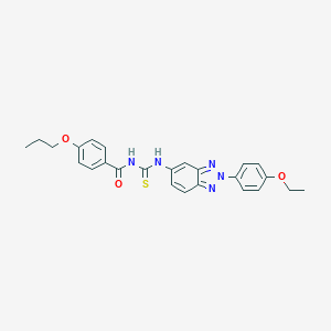molecular formula C25H25N5O3S B301865 N-{[2-(4-ethoxyphenyl)-2H-benzotriazol-5-yl]carbamothioyl}-4-propoxybenzamide 