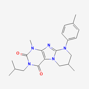molecular formula C21H27N5O2 B3018660 1,7-dimethyl-9-(4-methylphenyl)-3-(2-methylpropyl)-7,8-dihydro-6H-purino[7,8-a]pyrimidine-2,4-dione CAS No. 847855-17-8