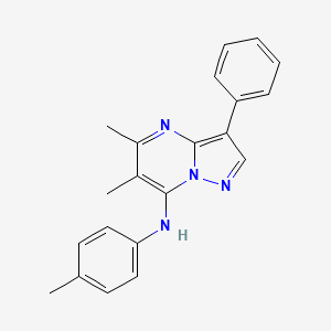 molecular formula C21H20N4 B3018669 5,6-dimethyl-N-(4-methylphenyl)-3-phenylpyrazolo[1,5-a]pyrimidin-7-amine CAS No. 890616-97-4