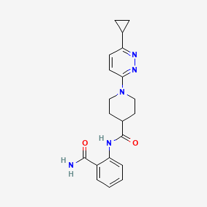 molecular formula C20H23N5O2 B3018682 N-(2-氨基甲酰苯基)-1-(6-环丙基哒嗪-3-基)哌啶-4-甲酰胺 CAS No. 2097922-94-4