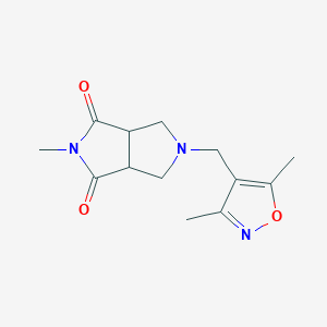 molecular formula C13H17N3O3 B3018686 5-[(3,5-Dimethyl-1,2-oxazol-4-yl)methyl]-2-methyl-3a,4,6,6a-tetrahydropyrrolo[3,4-c]pyrrole-1,3-dione CAS No. 2415473-01-5