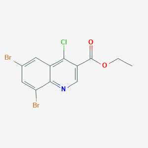 molecular formula C12H8Br2ClNO2 B3018694 3-喹啉甲酸，6,8-二溴-4-氯-，乙酯 CAS No. 1275545-13-5