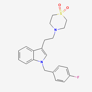 molecular formula C21H23FN2O2S B3018696 4-{2-[1-(4-fluorobenzyl)-1H-indol-3-yl]ethyl}-1lambda~6~,4-thiazinane-1,1-dione CAS No. 478040-87-8
