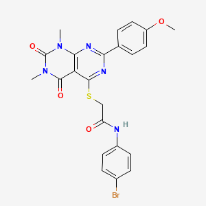 molecular formula C23H20BrN5O4S B3018697 N-(4-bromophenyl)-2-((2-(4-methoxyphenyl)-6,8-dimethyl-5,7-dioxo-5,6,7,8-tetrahydropyrimido[4,5-d]pyrimidin-4-yl)thio)acetamide CAS No. 852171-75-6