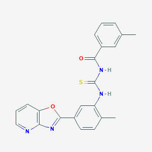 molecular formula C22H18N4O2S B301870 3-methyl-N-{[2-methyl-5-([1,3]oxazolo[4,5-b]pyridin-2-yl)phenyl]carbamothioyl}benzamide 