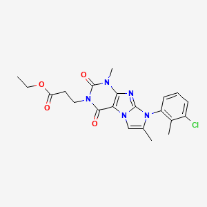 molecular formula C21H22ClN5O4 B3018703 ethyl 3-(8-(3-chloro-2-methylphenyl)-1,7-dimethyl-2,4-dioxo-1H-imidazo[2,1-f]purin-3(2H,4H,8H)-yl)propanoate CAS No. 887467-62-1