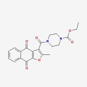 molecular formula C21H20N2O6 B3018704 4-[(2-甲基-4,9-二氧代-4,9-二氢萘并[2,3-b]呋喃-3-基)羰基]哌嗪-1-甲酸乙酯 CAS No. 690640-81-4
