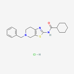 molecular formula C20H26ClN3OS B3018718 N-(5-benzyl-4,5,6,7-tetrahydrothiazolo[5,4-c]pyridin-2-yl)cyclohexanecarboxamide hydrochloride CAS No. 1049778-71-3