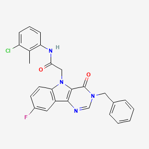 2-(3-benzyl-8-fluoro-4-oxo-3H-pyrimido[5,4-b]indol-5(4H)-yl)-N-(3-chloro-2-methylphenyl)acetamide