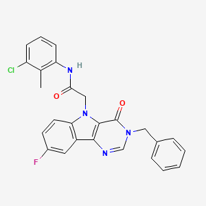 molecular formula C26H20ClFN4O2 B3018726 2-(3-benzyl-8-fluoro-4-oxo-3H-pyrimido[5,4-b]indol-5(4H)-yl)-N-(3-chloro-2-methylphenyl)acetamide CAS No. 1189915-53-4