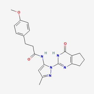 3-(4-methoxyphenyl)-N-(3-methyl-1-(4-oxo-4,5,6,7-tetrahydro-3H-cyclopenta[d]pyrimidin-2-yl)-1H-pyrazol-5-yl)propanamide