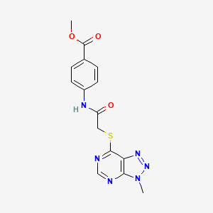 molecular formula C15H14N6O3S B3018733 4-(2-((3-甲基-3H-[1,2,3]三唑并[4,5-d]嘧啶-7-基)硫代)乙酰氨基)苯甲酸甲酯 CAS No. 1060202-59-6