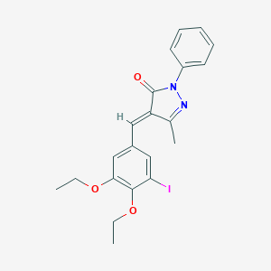 molecular formula C21H21IN2O3 B301874 4-(3,4-diethoxy-5-iodobenzylidene)-5-methyl-2-phenyl-2,4-dihydro-3H-pyrazol-3-one 