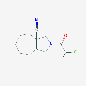 molecular formula C13H19ClN2O B3018747 2-(2-Chloropropanoyl)-1,3,4,5,6,7,8,8a-octahydrocyclohepta[c]pyrrole-3a-carbonitrile CAS No. 2411217-44-0