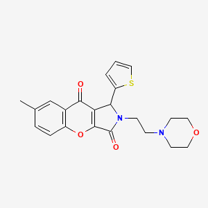 molecular formula C22H22N2O4S B3018748 7-甲基-2-(2-吗啉乙基)-1-(噻吩-2-基)-1,2-二氢色烯并[2,3-c]吡咯-3,9-二酮 CAS No. 874807-05-3