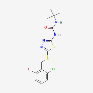 molecular formula C14H16ClFN4OS2 B3018753 1-(叔丁基)-3-(5-((2-氯-6-氟苄基)硫代)-1,3,4-噻二唑-2-基)脲 CAS No. 922842-96-4