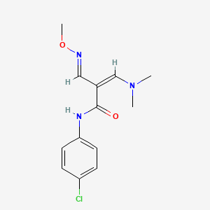 molecular formula C13H16ClN3O2 B3018754 N-(4-chlorophenyl)-3-(dimethylamino)-2-[(methoxyimino)methyl]acrylamide CAS No. 477851-50-6