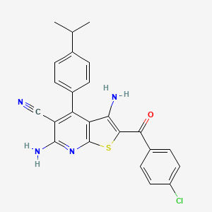 molecular formula C24H19ClN4OS B3018765 3,6-Diamino-2-(4-chlorobenzoyl)-4-(4-isopropylphenyl)thieno[2,3-b]pyridine-5-carbonitrile CAS No. 361478-05-9