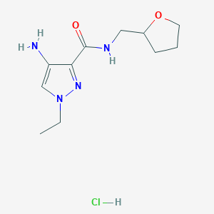 molecular formula C11H19ClN4O2 B3018773 4-Amino-1-ethyl-N-(tetrahydrofuran-2-ylmethyl)-1H-pyrazole-3-carboxamide hydrochloride CAS No. 1197230-39-9