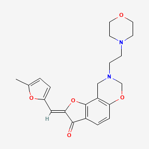 molecular formula C22H24N2O5 B3018776 (Z)-2-((5-methylfuran-2-yl)methylene)-8-(2-morpholinoethyl)-8,9-dihydro-2H-benzofuro[7,6-e][1,3]oxazin-3(7H)-one CAS No. 951929-25-2