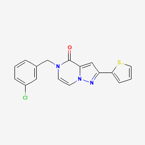 molecular formula C17H12ClN3OS B3018779 5-(3-chlorobenzyl)-2-(2-thienyl)pyrazolo[1,5-a]pyrazin-4(5H)-one CAS No. 1021215-29-1