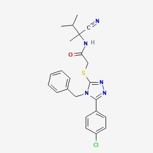 2-[[4-benzyl-5-(4-chlorophenyl)-1,2,4-triazol-3-yl]sulfanyl]-N-(2-cyano-3-methylbutan-2-yl)acetamide