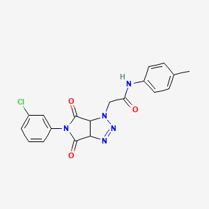 molecular formula C19H16ClN5O3 B3018793 2-[5-(3-chlorophenyl)-4,6-dioxo-4,5,6,6a-tetrahydropyrrolo[3,4-d][1,2,3]triazol-1(3aH)-yl]-N-(4-methylphenyl)acetamide CAS No. 1008482-62-9