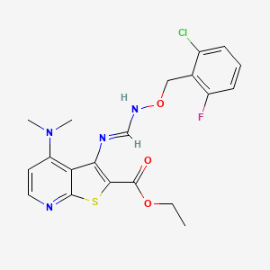 Ethyl 3-[({[(2-chloro-6-fluorobenzyl)oxy]imino}methyl)amino]-4-(dimethylamino)thieno[2,3-b]pyridine-2-carboxylate