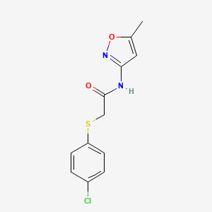 molecular formula C12H11ClN2O2S B3018800 2-[(4-chlorophenyl)sulfanyl]-N-(5-methyl-1,2-oxazol-3-yl)acetamide CAS No. 297150-00-6