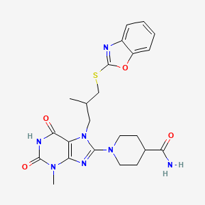 1-(7-(3-(benzo[d]oxazol-2-ylthio)-2-methylpropyl)-3-methyl-2,6-dioxo-2,3,6,7-tetrahydro-1H-purin-8-yl)piperidine-4-carboxamide